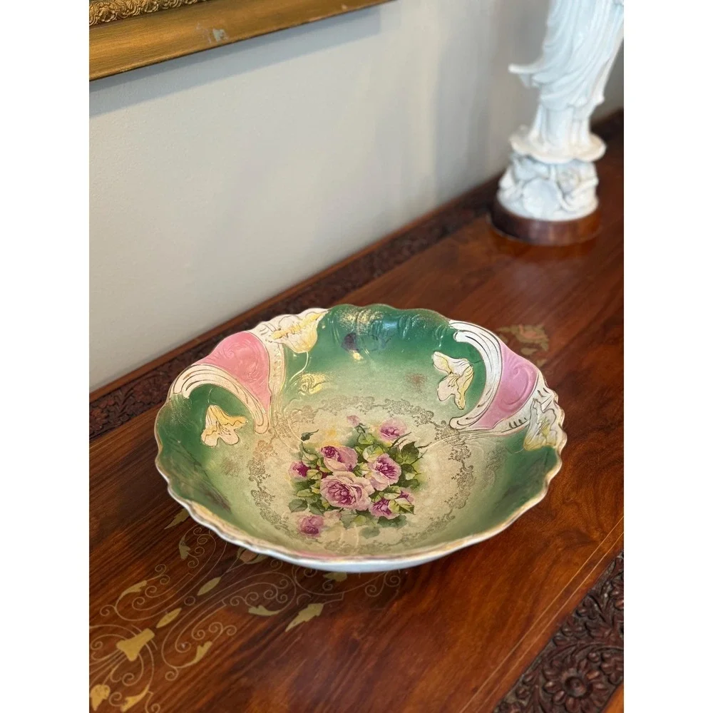 Antique Buffalo Pottery Floral Art‎ Nouveau Bowl 11